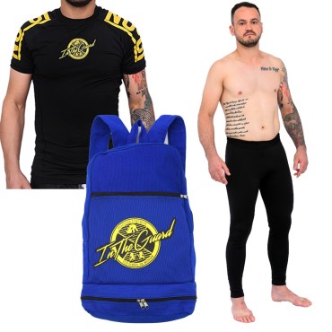 Kit In The Guard, Calça de compressão + Rash Masculina + Mochila - Azul