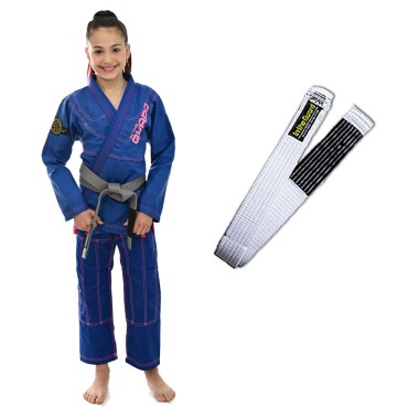 Kimono Girls Infantil - Azul com faixa