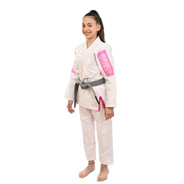 Kimono Jiu Jitsu Infantil, Pink feminino - Branco