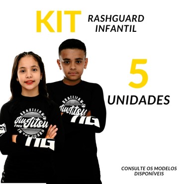 Kit com 5 Rash Infantil, Jiu Jitsu, In The Guard, Manga Longa