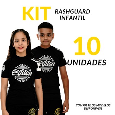 Kit com 10 Rash Infantil, Jiu Jitsu, In The Guard, Manga Curta