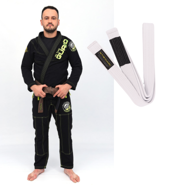 Kimono Jiu Jitsu, Trançado, Faixa com ponteira - Preto