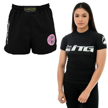 Rash Guard + Bermuda Feminina In The Guard - Preta