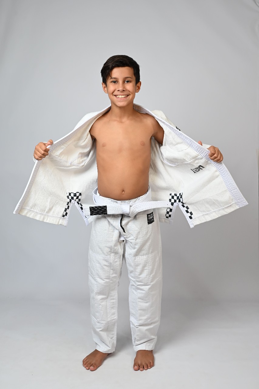 Kimono Infantil In The Guard Xadrez Branco