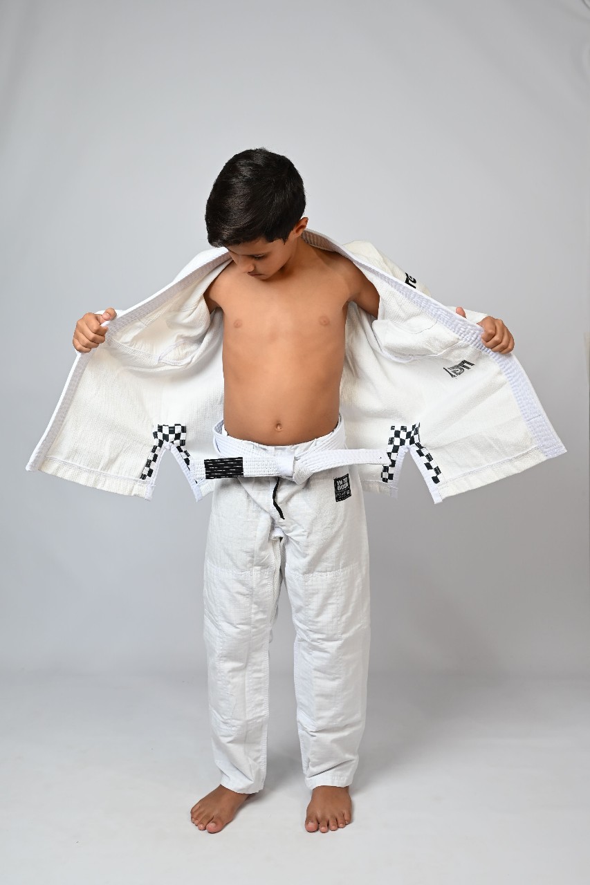 Kimono Infantil In The Guard Xadrez Branco
