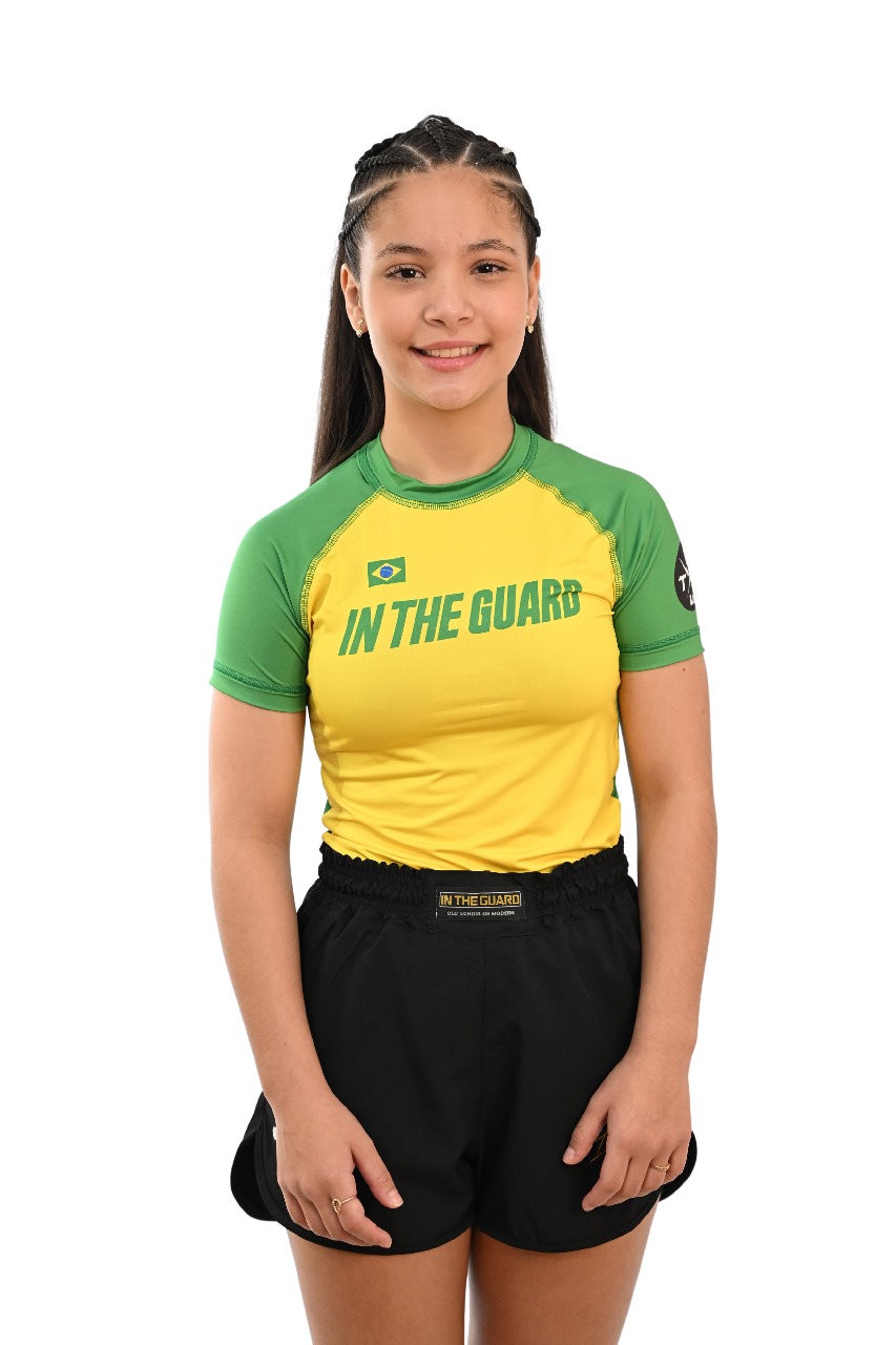 Rash Guard Infantil Feminina Brasil Amarelo