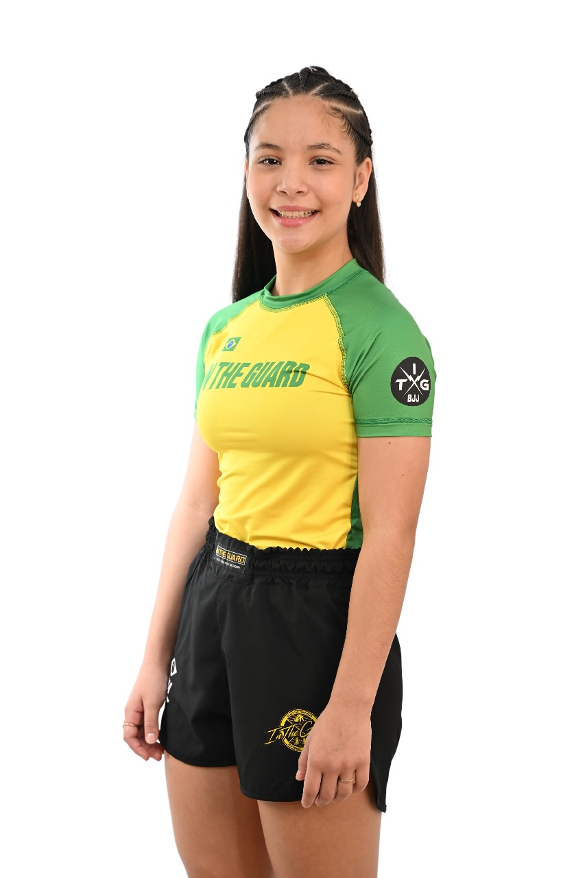 Rash Guard Infantil Feminina Brasil Amarelo