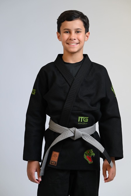 Kimono Infantil In The Guard Jacaré PRETO- padrão CBJJ