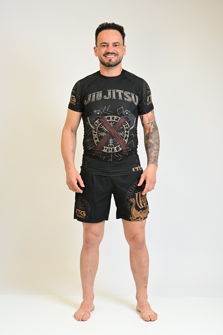Rash Guard Masculina Manga Curta Viking Preta