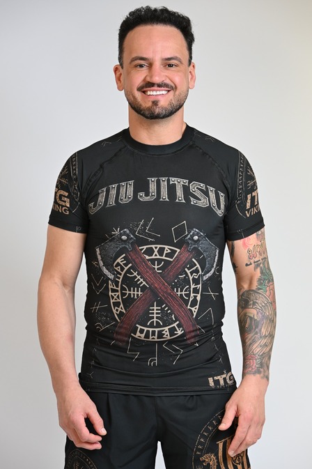 Rash Guard Masculina Manga Curta Viking Preta