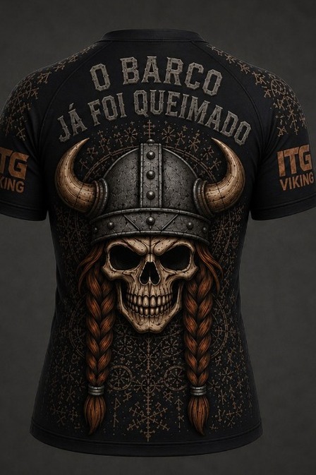 Rash Guard Feminina Manga Curta Viking Preta