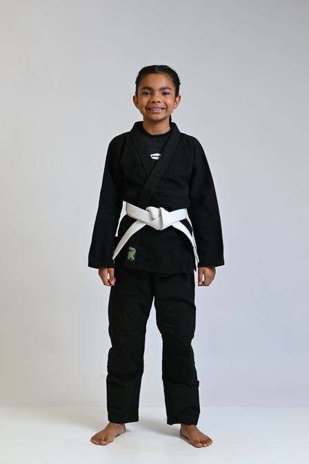 Kimono Jiu Jitsu Infantil KRPA Trançado Grosso Padrão CBJJ Preto + Faixa Branca Grátis 