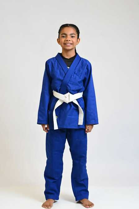Kimono Jiu Jitsu / Judô Iniciante Infantil Sarja Azul + Faixa Branca Grátis 